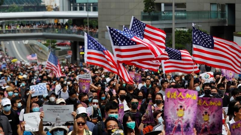 Protesters have called on the US to support their movement during mass protests that began in June.