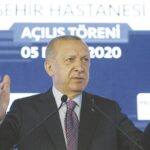 Turkey's President Recep Tayyip Erdogan speaks at a hospital's opening ceremony, in Istanbul, Saturday.