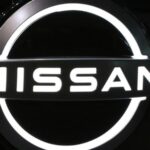 The Nissan logo is displayed at its global headquarters in Yokohama near Tokyo.