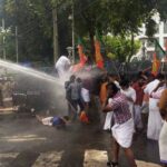BJP Yuvamorcha protest demanding the resignation of higher education minister KT Jaleel.