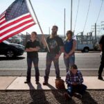 Supporters of US President Donald Trump demonstrate in front of the Maricopa County Election Department in Phoenix, on November 7, 2020.