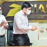 CIAL MD S Suhas and Muziris Heritage Project MD P M Nowshad after signing the MoU in Kochi on Sunday.