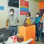 District Collector Jafar Malik inspecting the lab at Edappally with other officials on Wednesday