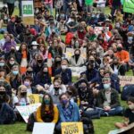 “We’re all out here to show that we want more from our government,” said Georgia, one of the protesters. Marchers carried signs reading, “We need human change, not climate change” and “Code Red for Humanity,” in images shown by media. A week of government speeches and pledges at the two-week gathering in Glasgow brought promises to phase out coal, slash emissions of the potent greenhouse gas methane and cut deforestation. Australia, however, has rejected the global methane pledge and campaigners and pressure groups have not been impressed by the commitments of other world leaders. “The COP 26 agreements were happening and it’s not turning out the best for Australia at the moment,” added Georgia, the Sydney protester, who gave only one name. Melbourne’s protest was smaller than Sydney’s, with just a few hundred people turning out for a rally that featured a giant koala bear emitting plumes of smoke, and protesters dressed as skeletons on bikes. Several smaller events were held elsewhere in Australia.