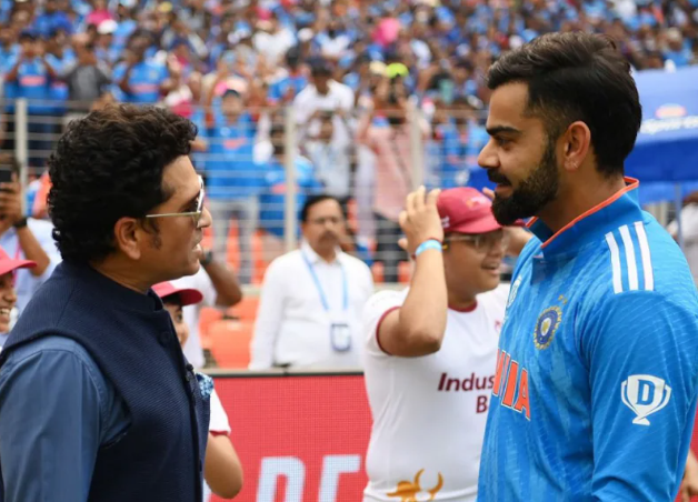 Virat Kohli approaching Sachin Tendulkar’s record for 27,000 international runs, just 58 runs away.