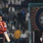 Abhishek Sharma celebrates his half-century against Lucknow Super Giants during IPL 2025.