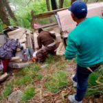 Rescue teams at the helicopter crash site near Gangnani, Uttarkashi, responding to the incident involving a helicopter en route to Gangotri Dham.