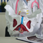 Woman doing pelvic floor exercises at home to manage pelvic organ prolapse symptoms non-surgically.