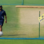 South Africa captain Temba Bavuma inspecting the Eden Gardens pitch in Kolkata before the India vs South Africa Test, November 2025.